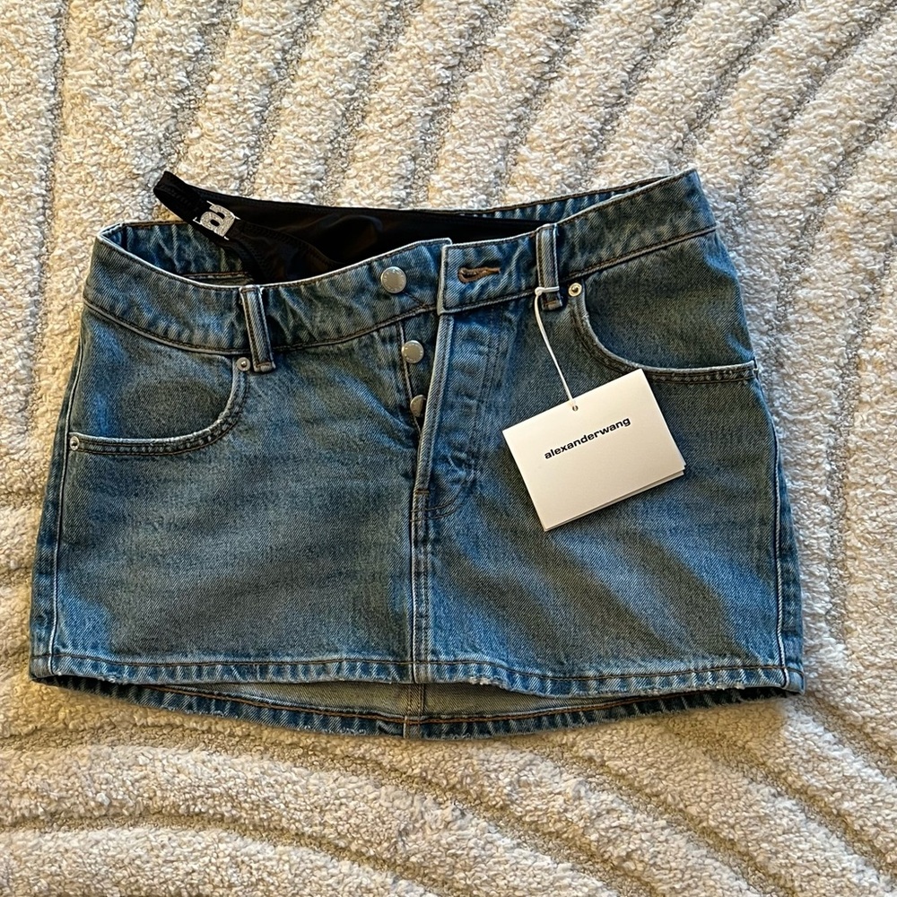 New Alexander Wang Asymmetrical Waistband Mini Skirt with bikini